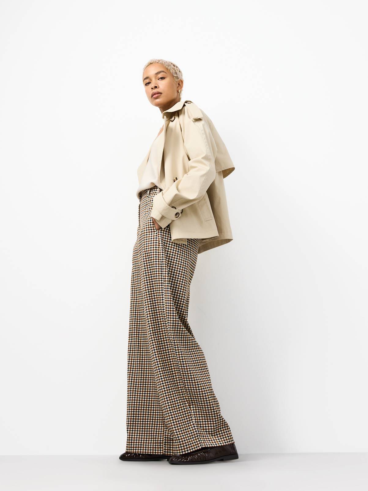 Gingham Barrel Leg Trousers 12S - Image 2